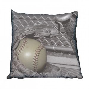 Softball Bat, Glove & Balls in Black & White - Scatter Cushion